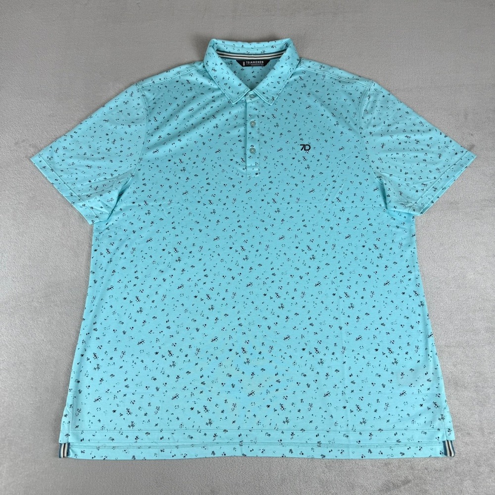 7 Diamonds Belmont Performance Polo Shirt Mens XL Teal Stretch Pima 7D $79 NWOT